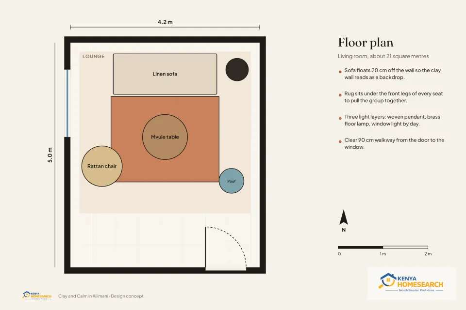 Floor plan: Clay and Calm in Kilimani